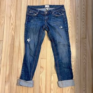 GARAGE lightly distressed bootcut jeans​